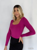 Body Manga Larga Cuello Cuadrado