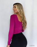 Body Manga Larga Cuello Cuadrado