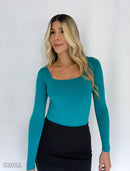 Body Manga Larga Cuello Cuadrado