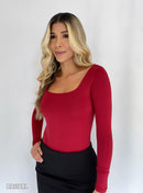 Body Manga Larga Cuello Cuadrado