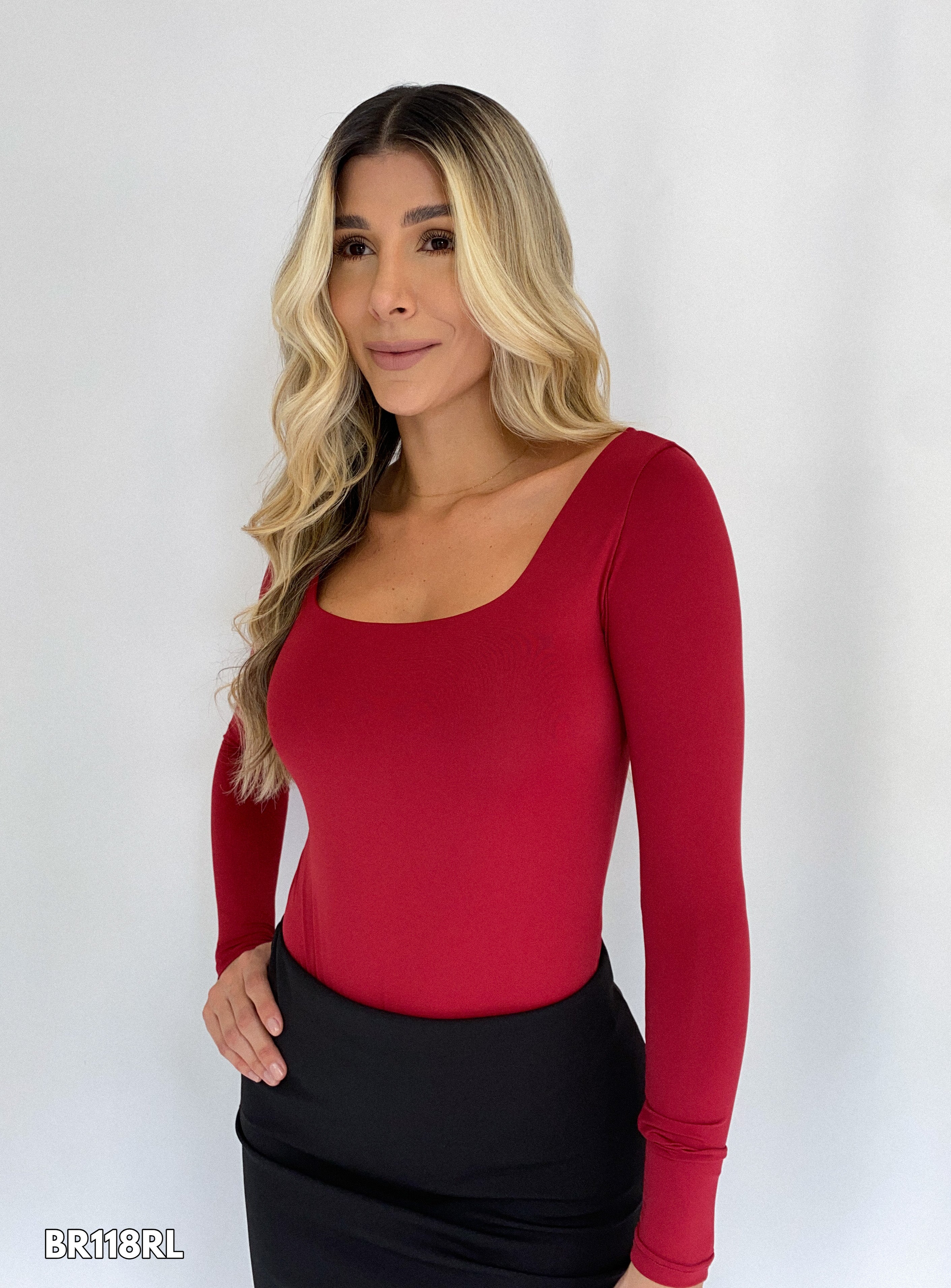 Body Manga Larga Cuello Cuadrado