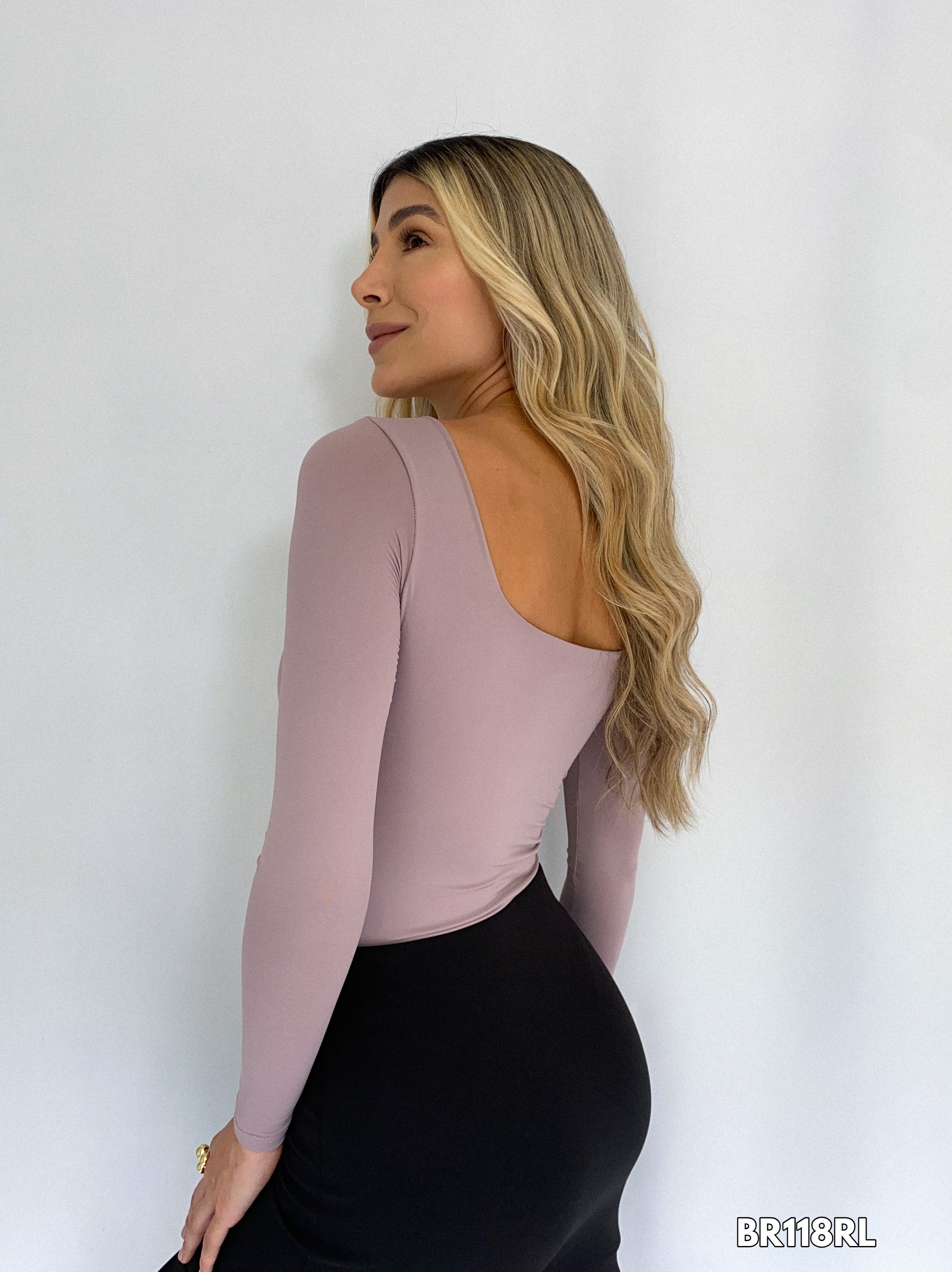 Body Manga Larga Cuello Cuadrado