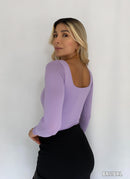 Body Manga Larga Cuello Cuadrado