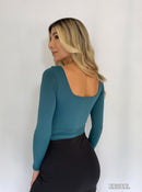 Body Manga Larga Cuello Cuadrado