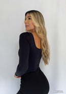 Body Manga Larga Cuello Cuadrado