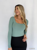 Body Manga Larga Cuello Cuadrado