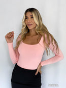 Body Manga Larga Cuello Cuadrado