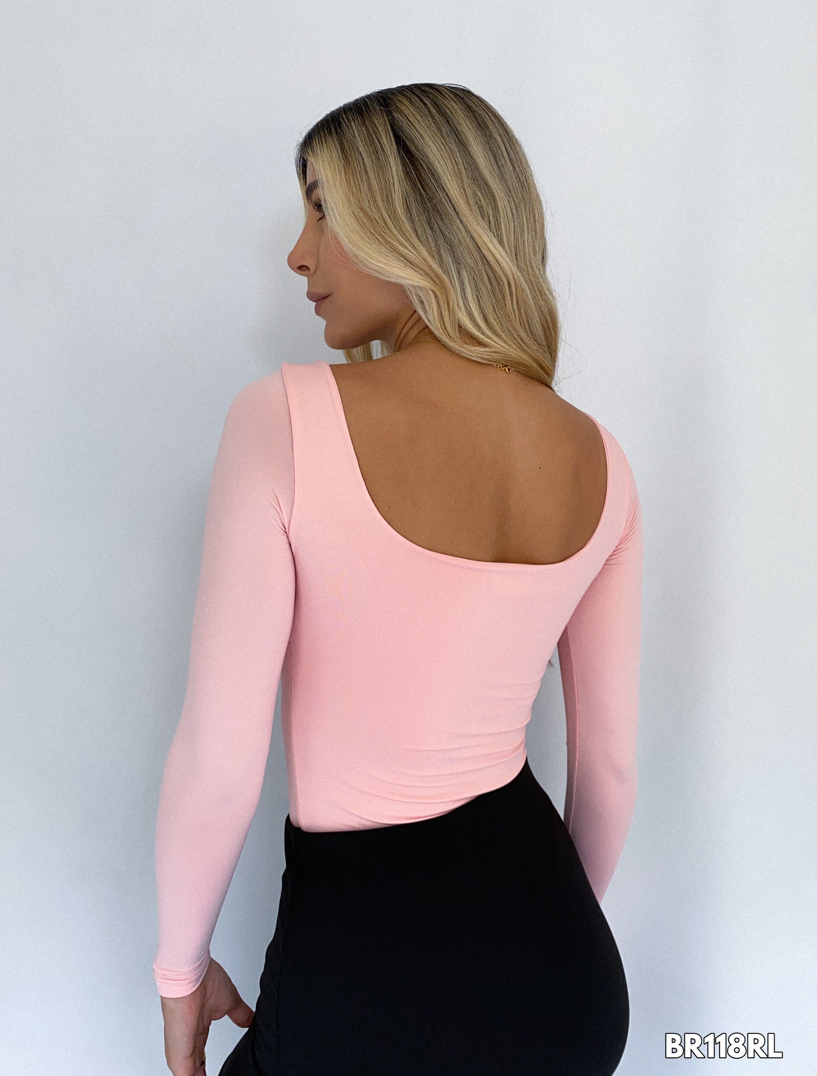 Body Manga Larga Cuello Cuadrado