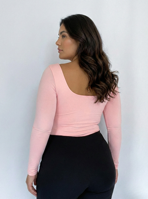 Body Manga Larga Cuello Cuadrado Plus