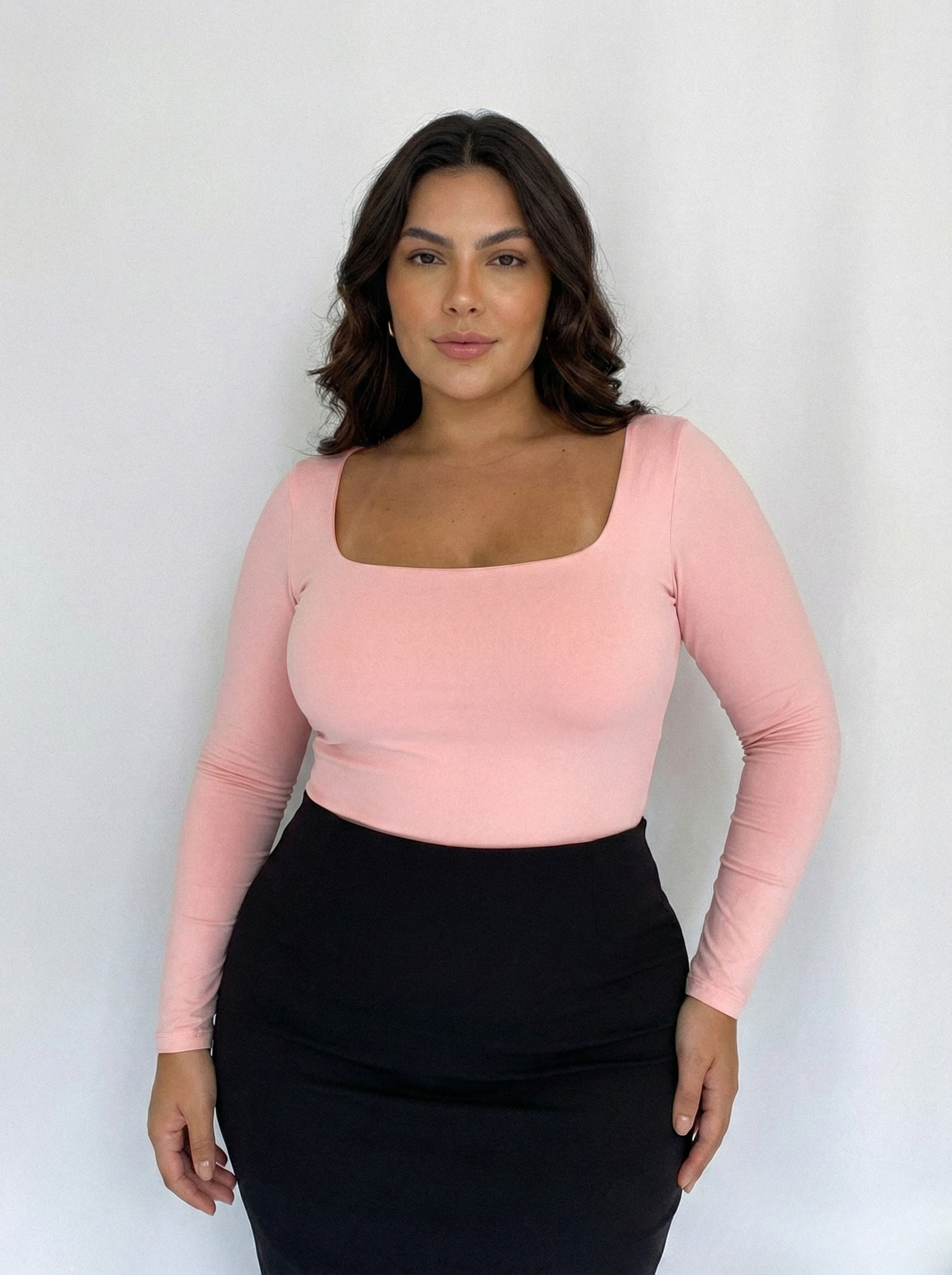 Body Manga Larga Cuello Cuadrado Plus