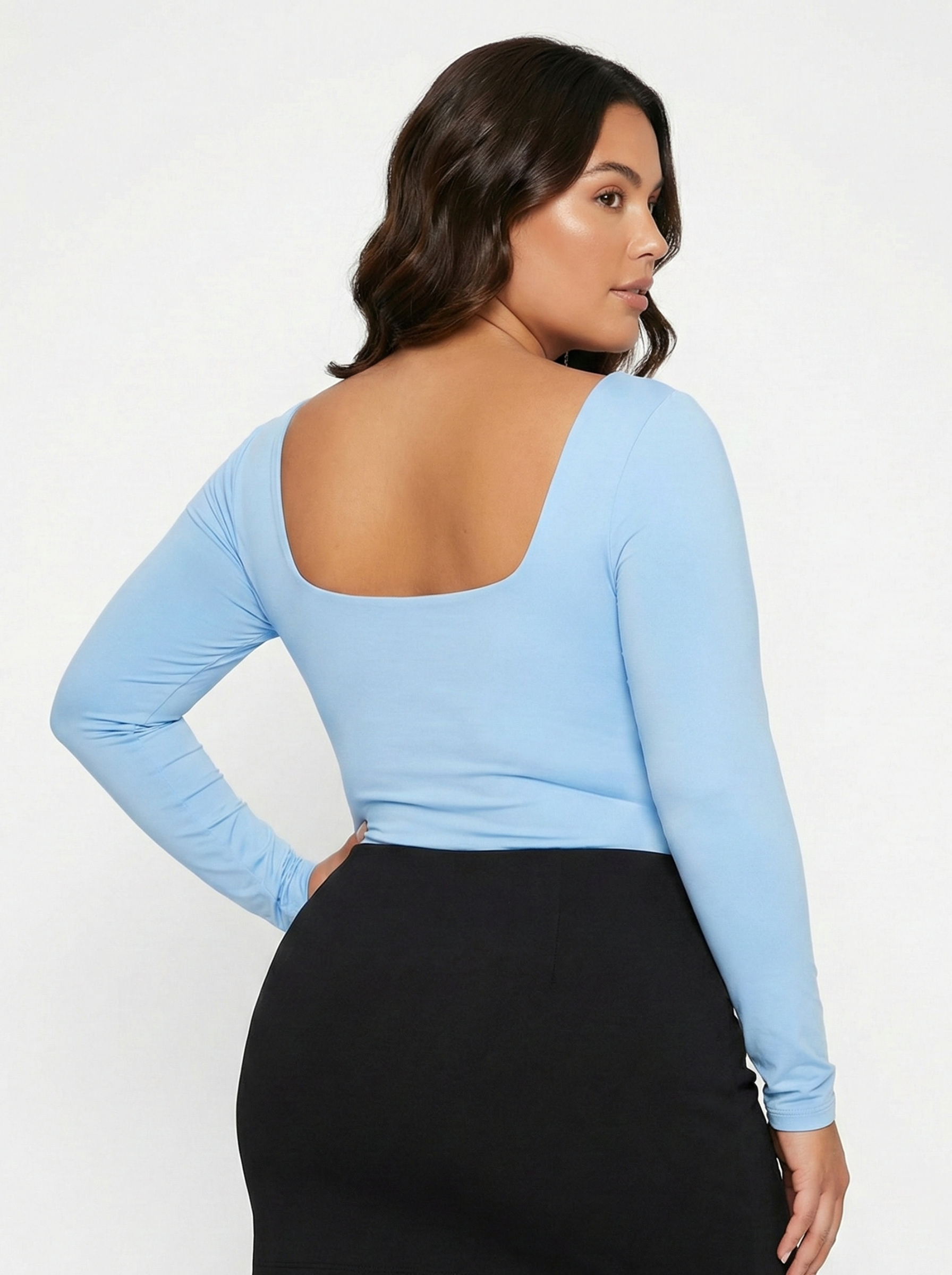 Body Manga Larga Cuello Cuadrado Plus