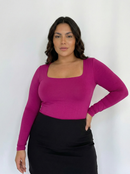 Body Manga Larga Cuello Cuadrado Plus