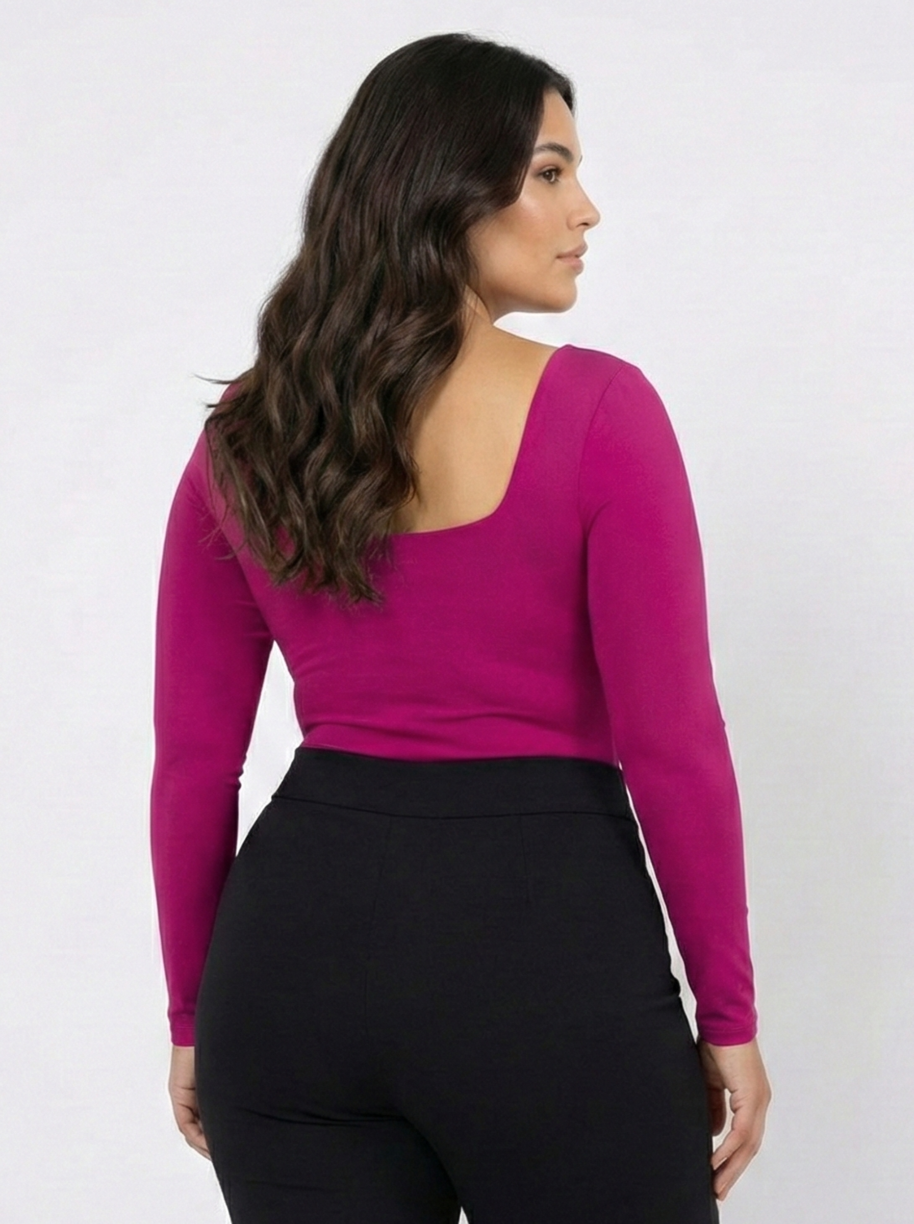 Body Manga Larga Cuello Cuadrado Plus