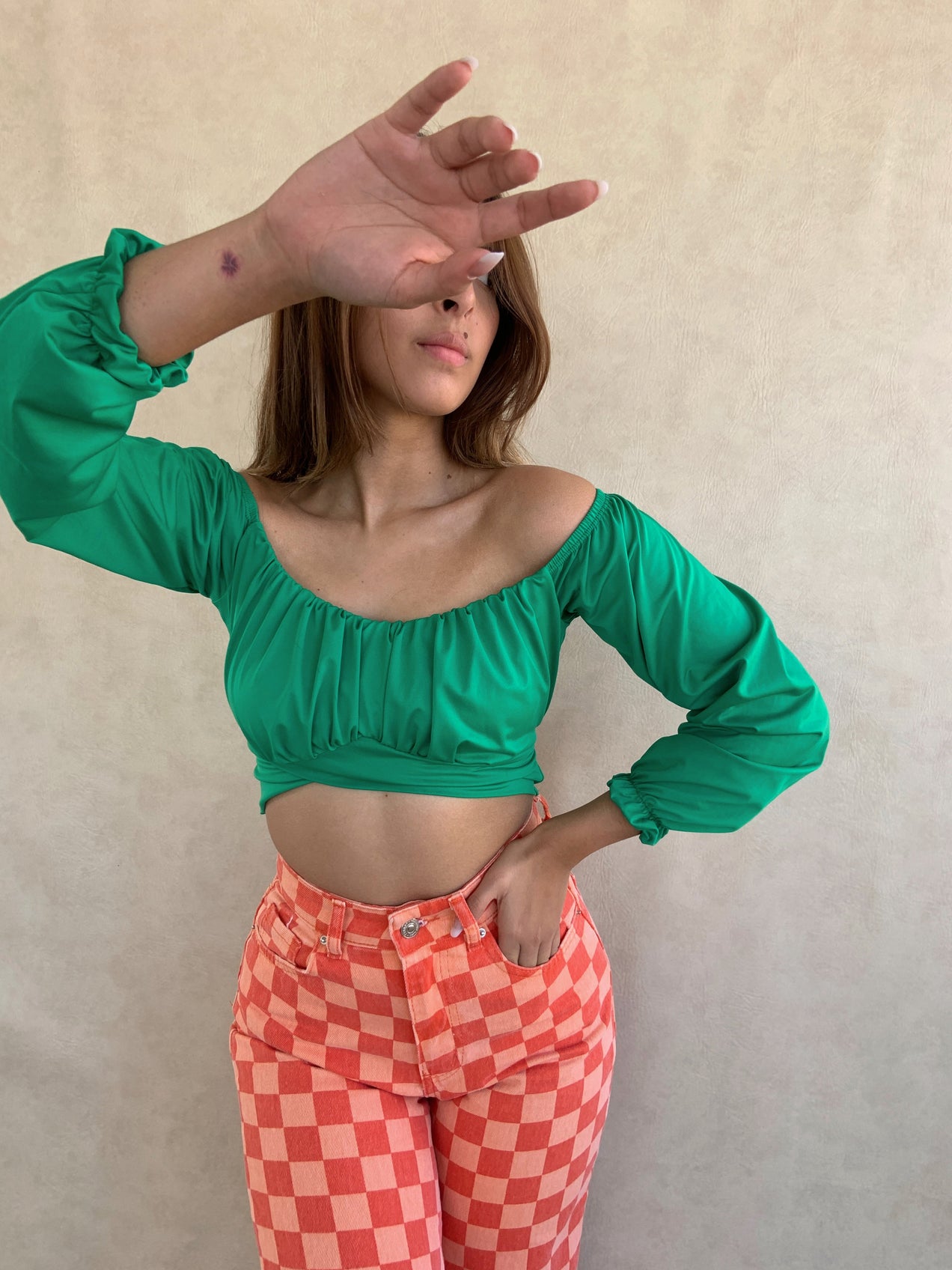 Blusa Manga Larga Amarrar Cintura