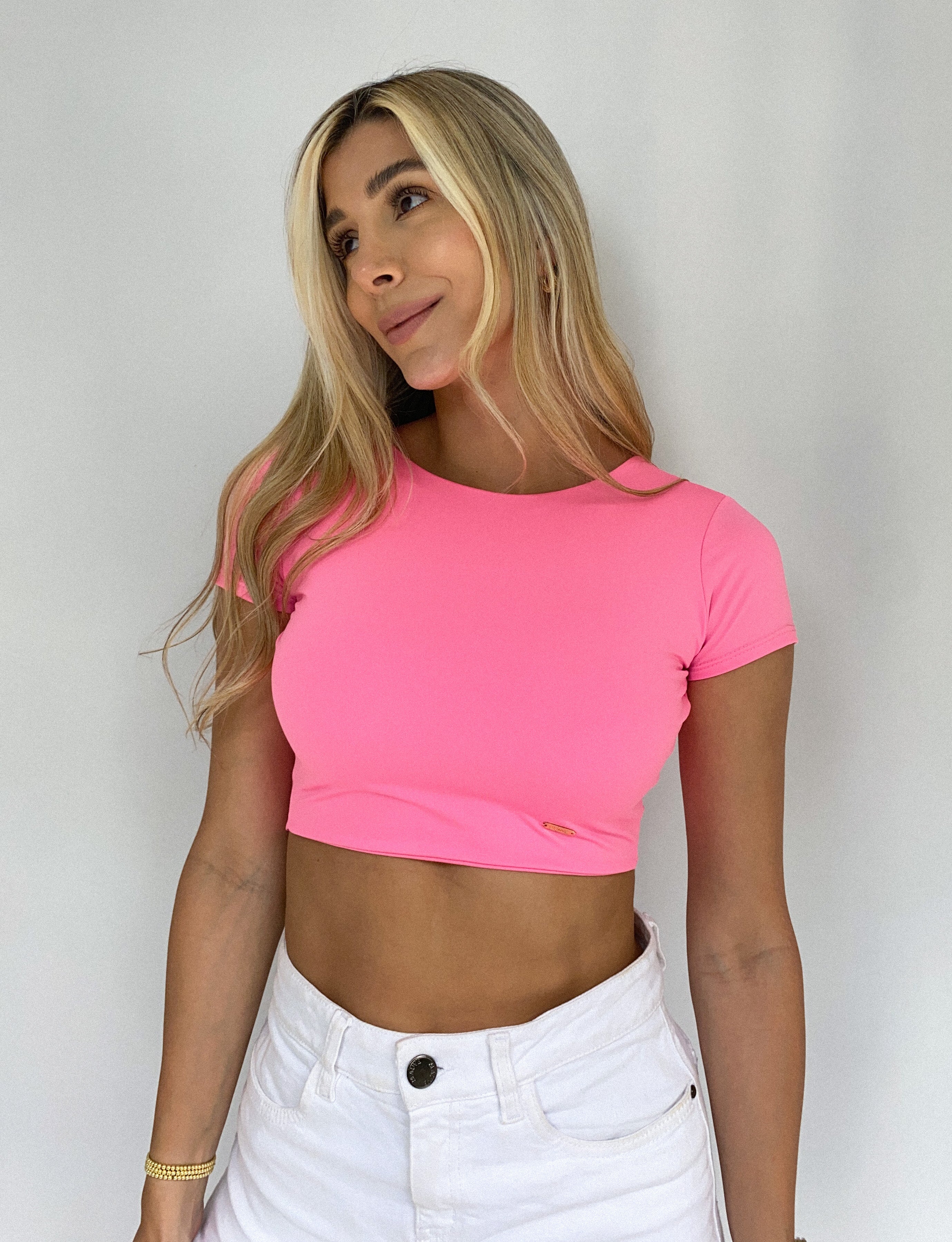 Blusa Manga Corta Escote Atras Tiras