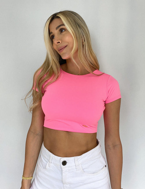 Blusa Manga Corta Escote Atras Tiras