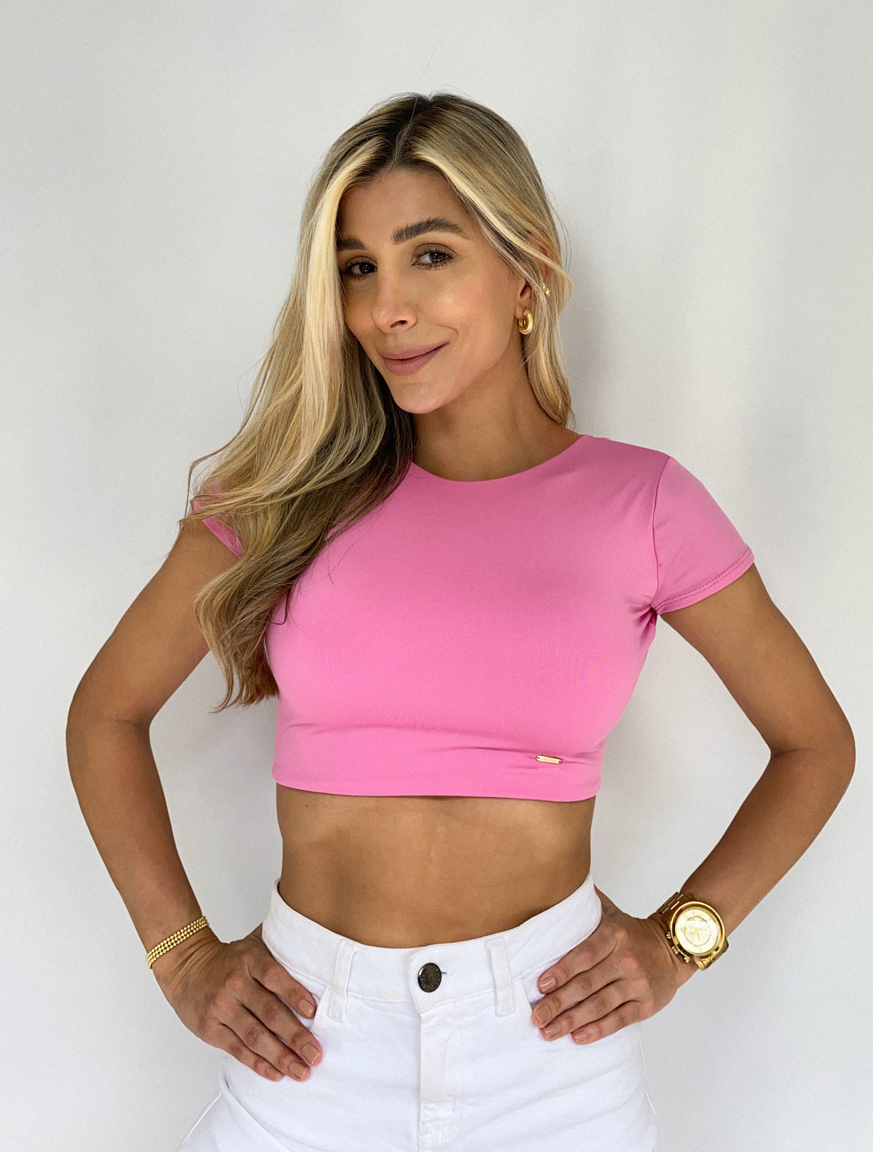 Blusa Manga Corta Escote Atras Tiras
