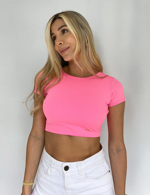 Blusa Manga Corta Escote Atras Tiras