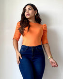 Blusa Lycrada Cuello Redondo Manga Larga