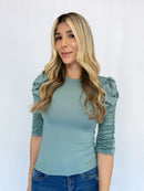 Blusa Lycrada Cuello Redondo Manga Larga