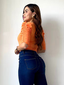 Blusa Lycrada Cuello Redondo Manga Larga