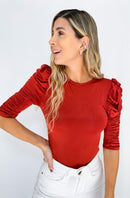 Blusa Lycrada Cuello Redondo Manga Larga