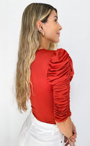 Blusa Lycrada Cuello Redondo Manga Larga