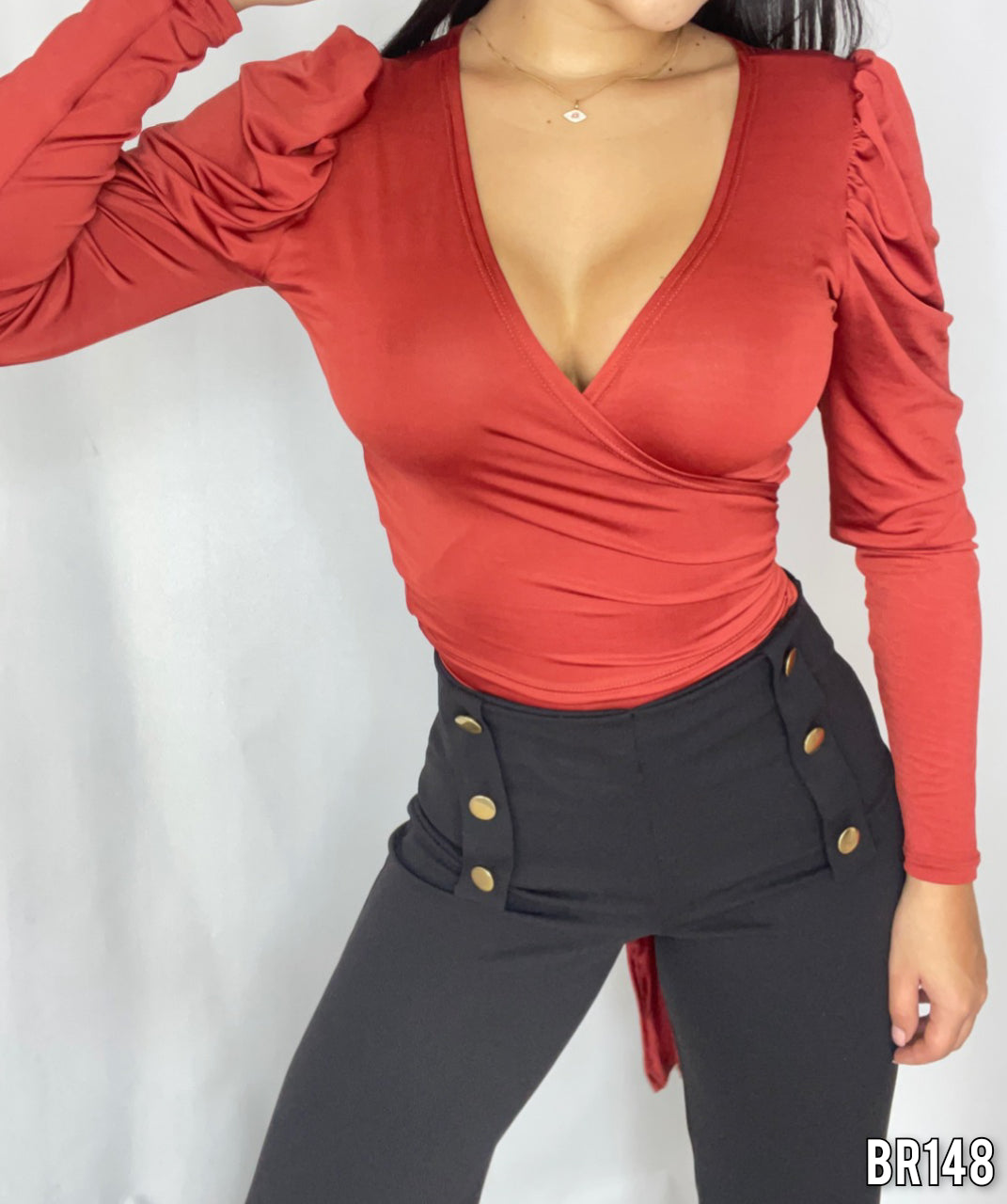 Blusa Licrada Manga Larga Amarrar