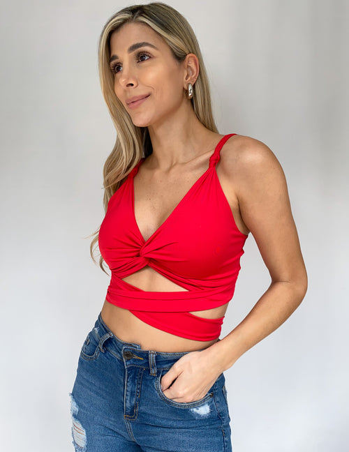 Crop Top Tira Ancha Cruzado Amarrar