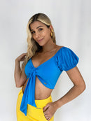 Blusa Corta Manga Corta Embombada Crotop