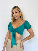 Blusa Corta Manga Corta Embombada Crotop