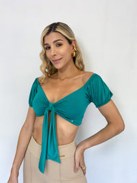 Blusa Corta Manga Corta Embombada Crotop