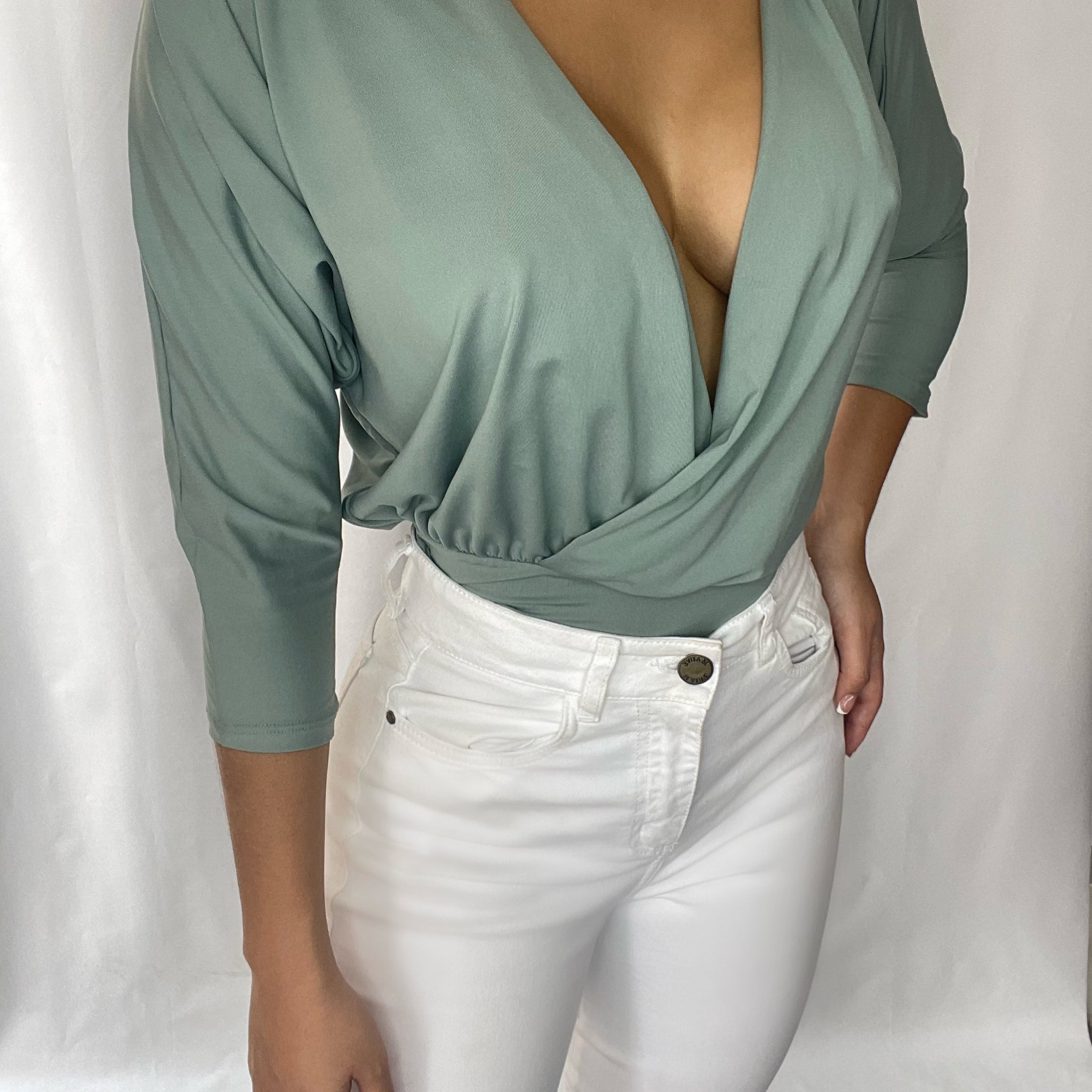 Body Manga Larga Escote Cruzado