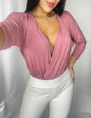 Body Manga Larga Escote Cruzado