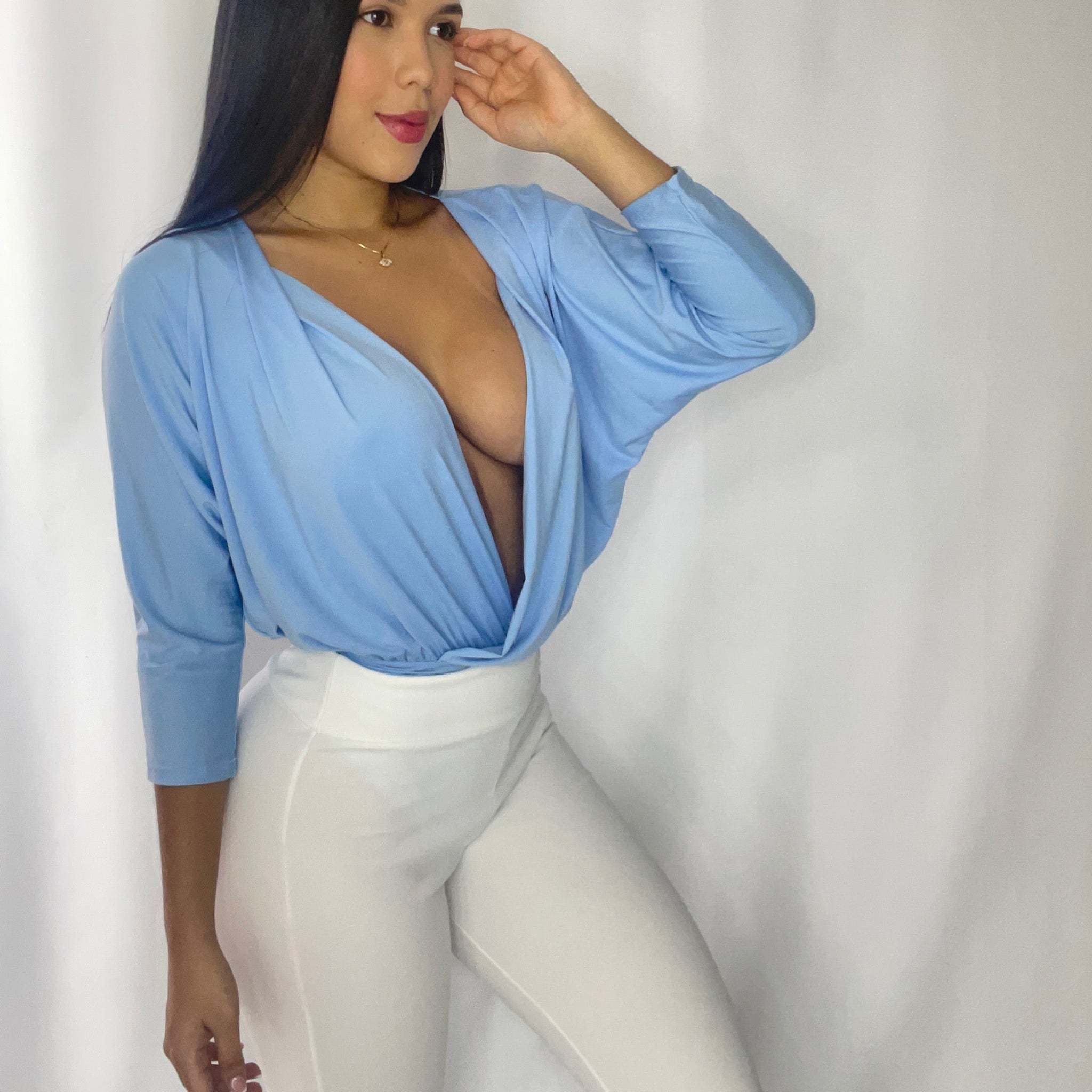 Body Manga Larga Escote Cruzado