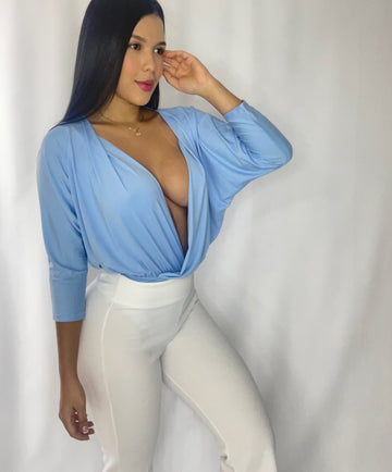 Body Manga Larga Escote Cruzado