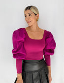 Blusa Corta Manga Larga Popelina Puno