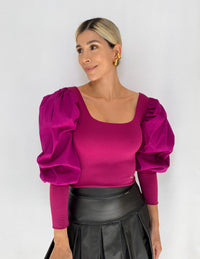 Blusa Corta Manga Larga Popelina Puno