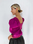 Blusa Corta Manga Larga Popelina Puno