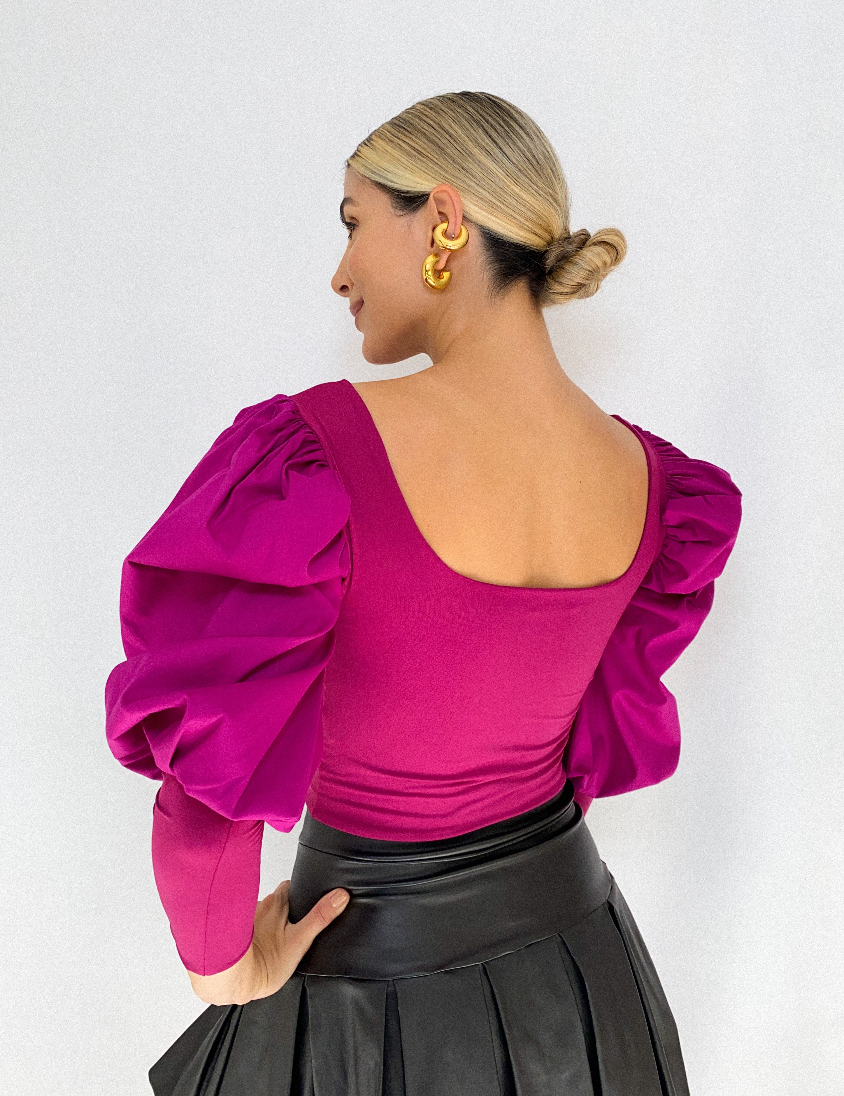 Blusa Corta Manga Larga Popelina Puno