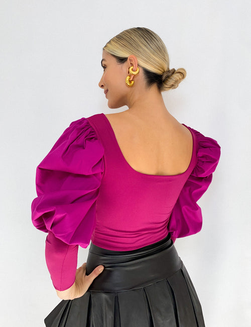 Blusa Corta Manga Larga Popelina Puno