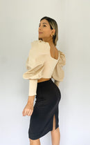 Blusa Corta Manga Larga Popelina Puno