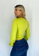 Blusa Manga Larga Escote Zurcido