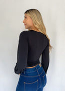 Blusa Manga Larga Escote Zurcido