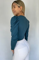 Blusa Manga Larga Runche En El Centro Un