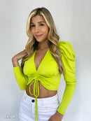 Blusa Manga Larga Runche En El Centro Un