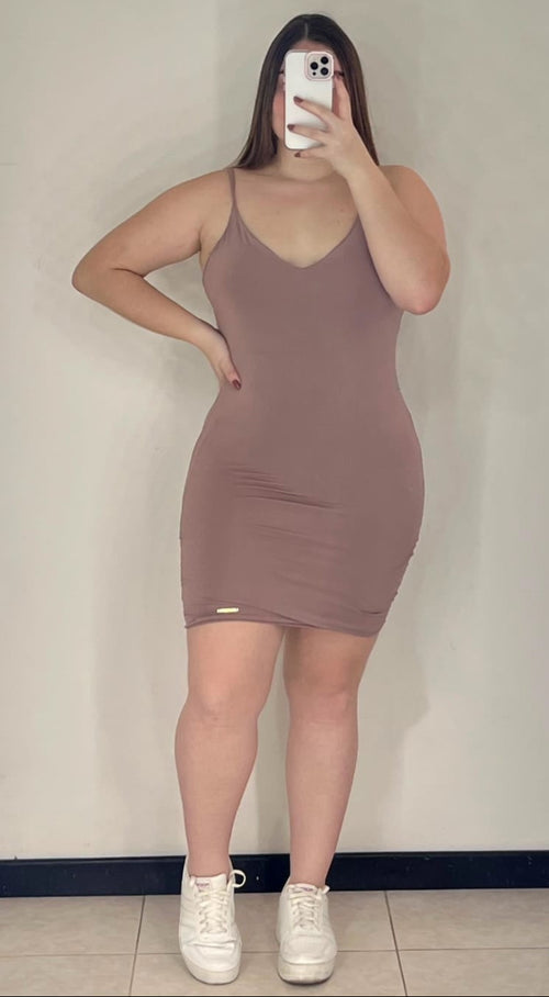 Vestido Escote En V Tiras Talla Plus
