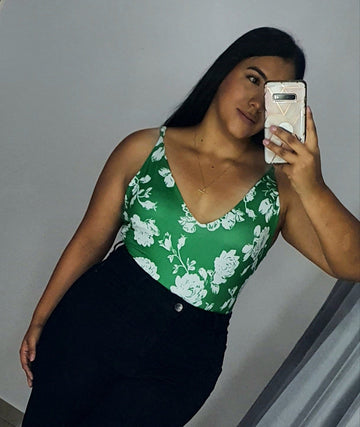 Body Estampampado Tiras Escote Plus