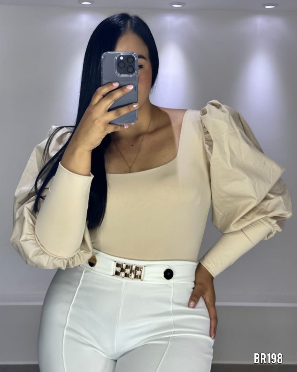 Blusa Corta Manga Larga Popelina Plus