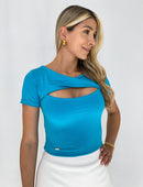 Blusa Manga Corta Abertura En Busto